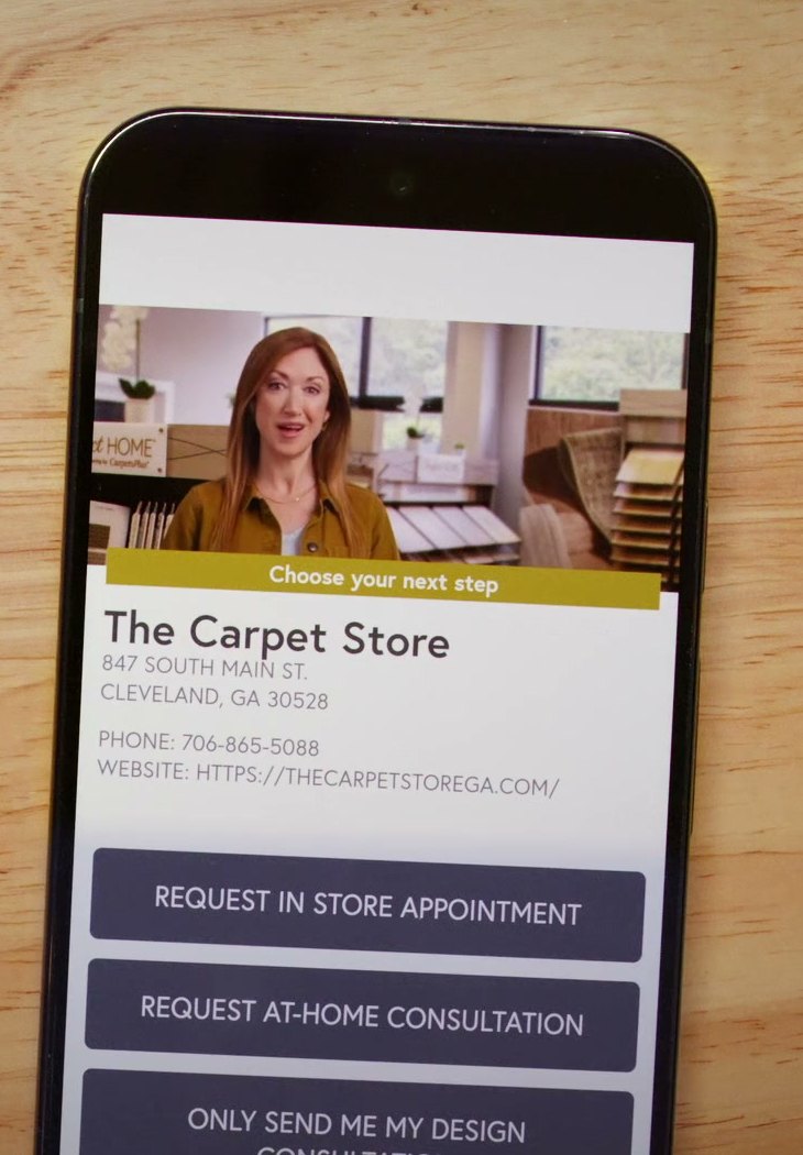 An interactive experience on a phone — choosing the next step