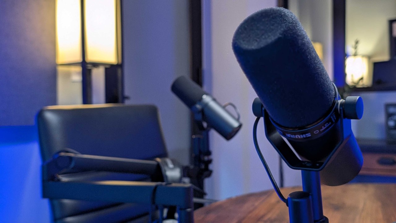 Microphone on the podcast stage