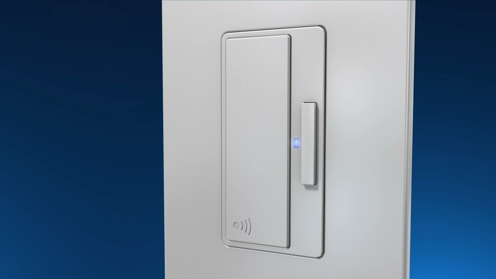 Eaton Anyplace Switch — wireless wall switch product render with indicator LED