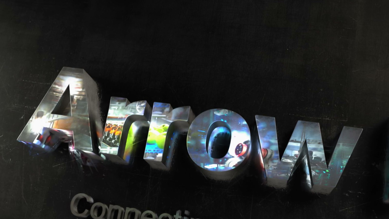 Chrome 3D Arrow Hart typography with live footage inside the letterforms